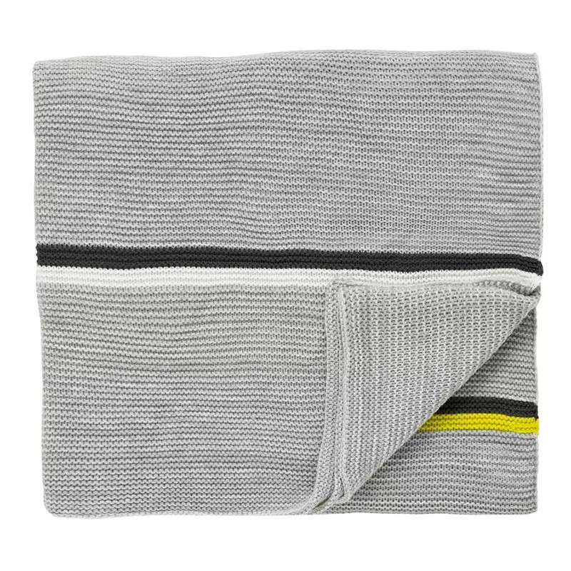 Mr Fox Striped Knitted Throw By Scion In Silver Grey